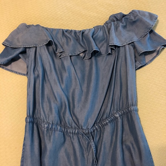 Loft denim jumpsuit off the shoulder - Picture 5 of 8